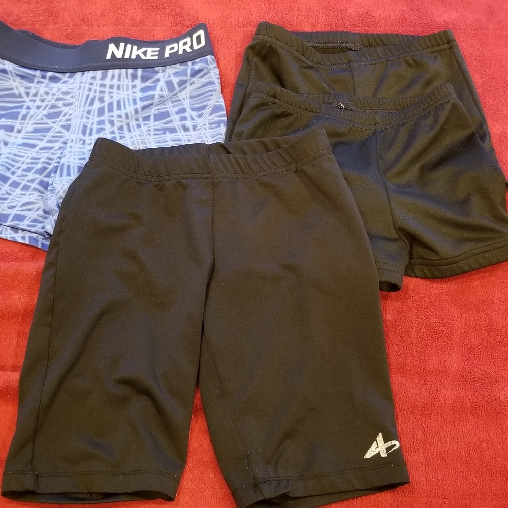 4 Pair Gym Athletic Cheer Shorts Small and Medium Nike Athletech